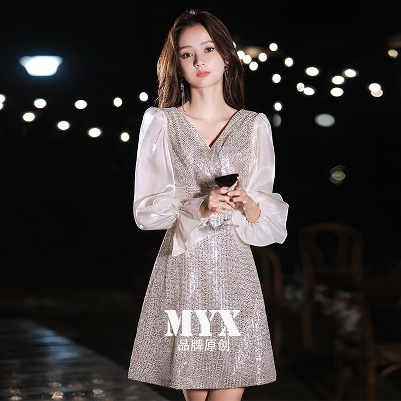 轻奢小众高端小晚礼服短款高级感