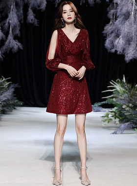 敬酒服新娘2026新款冬季红色短款法式高端气质宴会订婚小晚礼服女