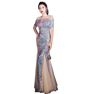 年会晚礼服女2026新款宴会高端名媛轻奢气质修身鱼尾高级感主持人