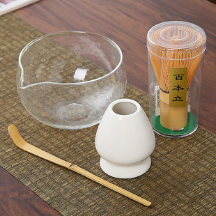 日式玻璃锤纹抹茶碗茶具套装茶筅抹茶刷百本立茶筅立组合宋代点茶