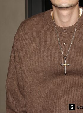 GcBrand Lab AW25 复古主题元素 日系基础针织衫上衣 亨利领毛衣