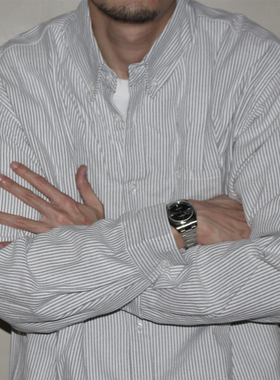 GcBrand AW24 复古主题元素 基础款 条纹长袖衬衫