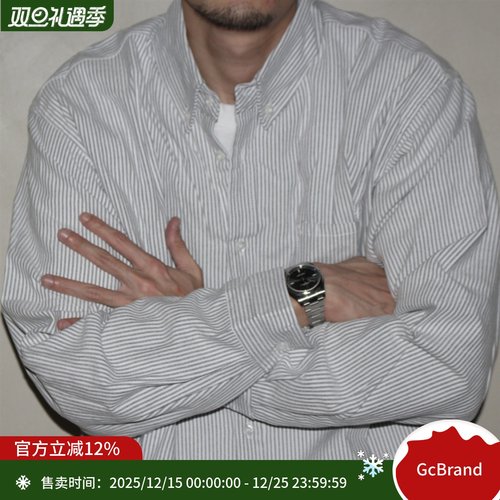 日系复古休闲基础款条纹衬衫衬衣