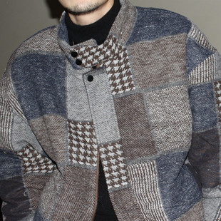 复古主题元 AW25 素 撞色设计 毛呢外套 GcBrand 格子立领棉衣 Lab