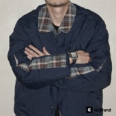 Lab AW25 复古主题元 GcBrand 素 假两件拼接撞色领设计羽绒服外套