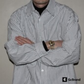 复古主题元 Lab GcBrand 双口袋 AW24 基础款 衬衫 素 条纹长袖