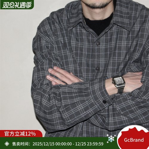 GcBrand Lab SS25 基础款 日系复古休闲简约百搭格子口袋长袖衬衫