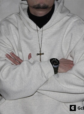 GcBrand Lab SS25 男女同款 美式复古纯色休闲帽衫连帽卫衣短款潮