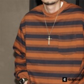 Lab 条纹长袖 SS25 素 GcBrand 休闲基础款 复古主题元 美式 圆领卫衣