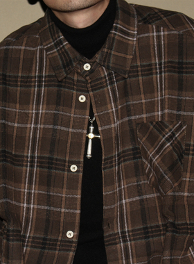 GcBrand Lab SS24 复古主题元素 加厚磨毛 男女同款 长袖格子衬衫