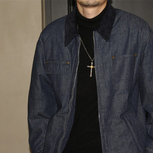 复古主题元 AW25 素 撞色拼接翻领设计 棉服 GcBrand 牛仔棉衣 Lab