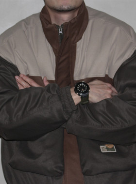 GcBrand Lab AW25 复古主题元素 拼色设计 口袋立领棉衣 工装棉服