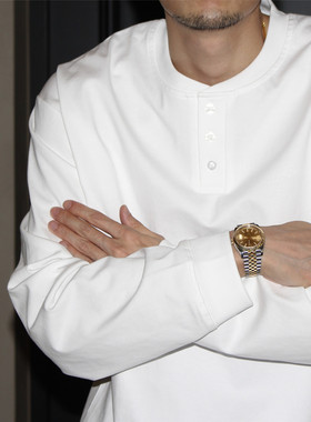 GcBrand Lab Henry Collar Shirt 复古休闲男女长袖T恤 亨利领衫