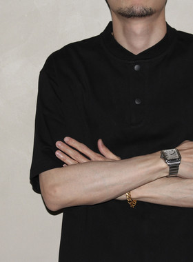 GcBrand Lab Tee SS26 复古主题元素 基础款 亨利领短袖320gT恤男