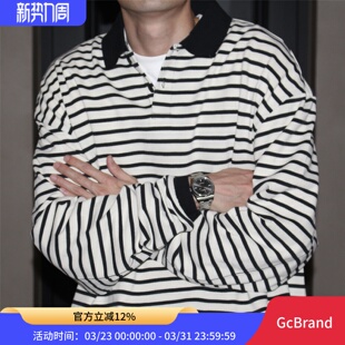 复古基础款 美式 休闲撞色长袖 GcBrand 条纹POLO衫 AW25 T恤 潮 Lab