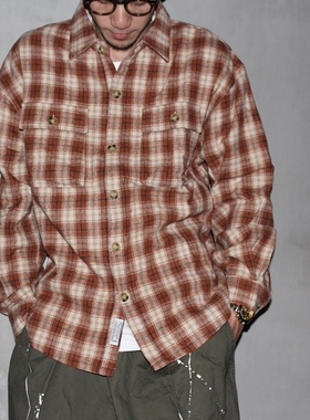 GcBrand 美式复古格子衬衫毛呢厚秋冬男女长袖衬衣夹克陈冠希潮牌