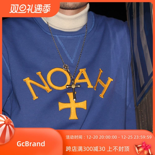 GcBrand Noah Crewneck, американский ретро-тренд, контрастная цветная вышивка, мужская и женская бархатная толстовка с крестом, зимняя