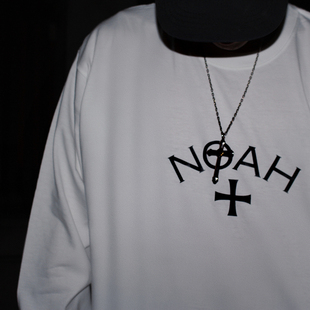 GcBrand NOAH 美式复古休闲长袖T恤宽松十字印花圆领卫衣男女上衣