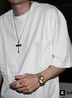 GcBrand 日系复古休闲纯色320克重磅口袋T恤 2022夏季男女短袖TEE