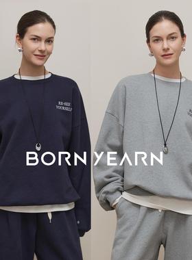 BORN YEARN“松弛主义”加绒加厚卫衣卫裤女秋冬新款重磅保暖套装