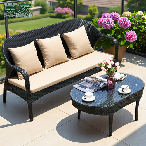莫家户外藤编沙发露台双三人沙发