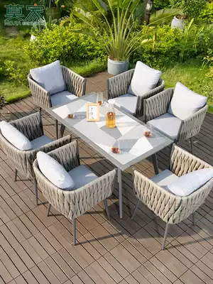 Mojia Nordic outdoor tables and chairs Villa Garden Light luxury net celebrity ins balcony rattan chairs Outdoor leisure courtyard tables and chairs