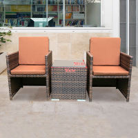 The balcony small table and chairs can be stored. Three-piece rattan chair set. Light luxury style tea table and tea table set of one table and two chairs thumbnail 5