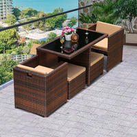 The balcony small table and chairs can be stored. Three-piece rattan chair set. Light luxury style tea table and tea table set of one table and two chairs thumbnail 2