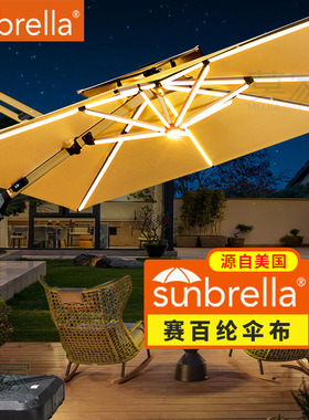 莫家户外遮阳伞别墅花园美国进口伞布室外大型罗马伞sunbrella