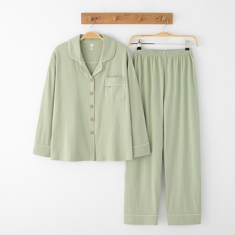 开衫简约风纯色全棉加大码家居服