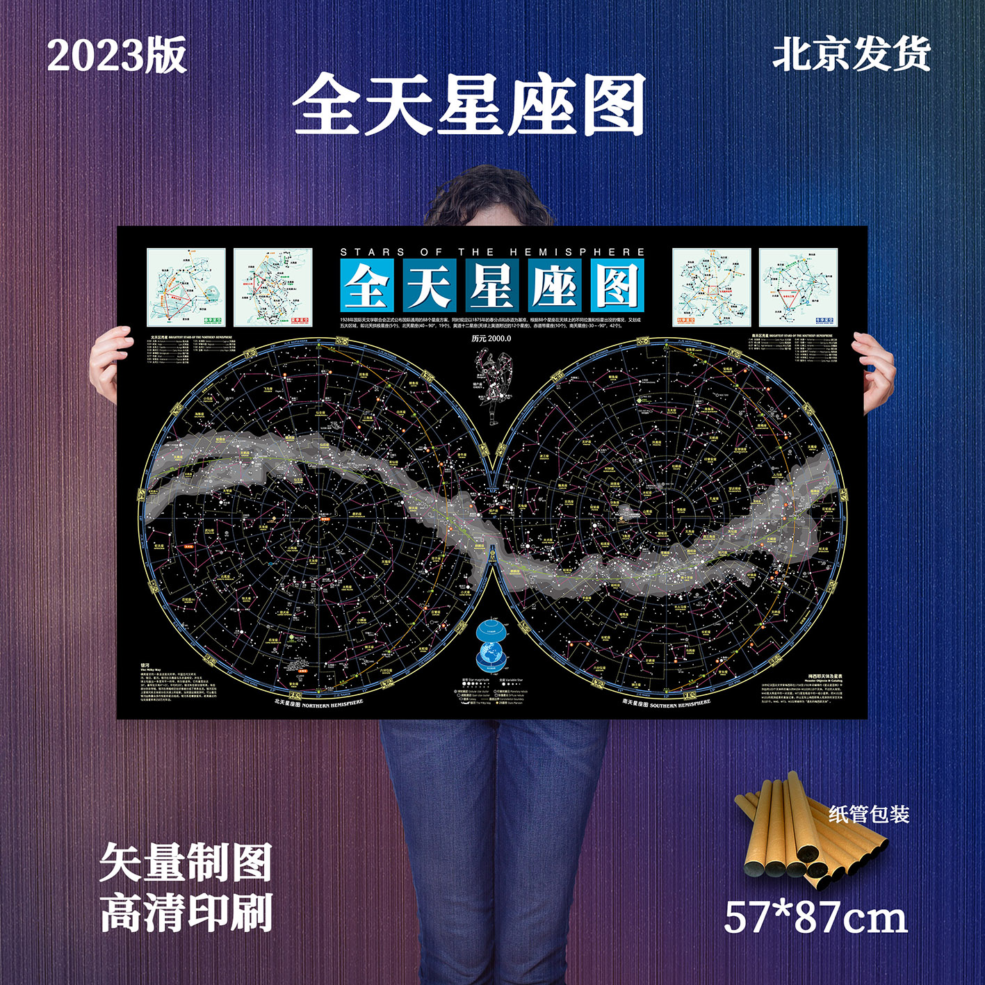 全天星座图-天文挂图科普海报全天星四季星空天文科普知识 家居饰品 其他装饰画 原图主图