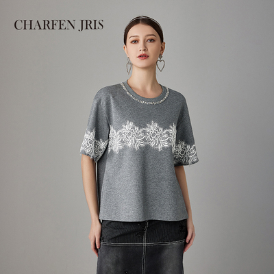 蕾丝蝴蝶T恤上衣女百搭