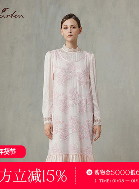 CHARFEN2025春季新款优雅气质刺绣连衣裙CFF1A005-0100G