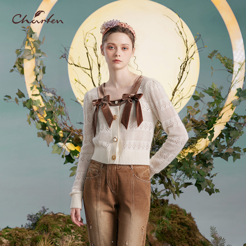 复古学院风甜美针织上衣女