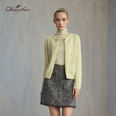 CHARFEN法式 8022C 百搭显瘦CFE5E813 优雅风重工钉珠针织开衫 秋季