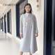 CHARFEN冬季 6122V 宽松刺绣钉珠双面呢大衣女FJF5F615 新款 时尚