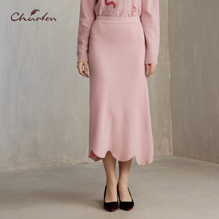 0013C 重工高级感绵羊毛花边半身裙CFE5D011 CHARFEN2024冬季 新款