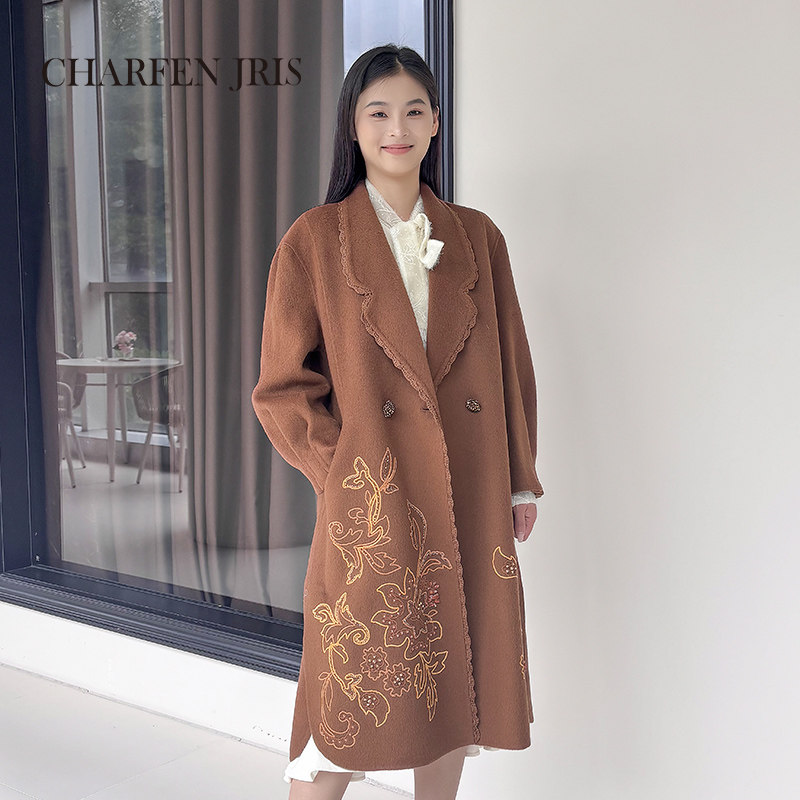 CHARFEN冬季新款时尚百搭宽松显瘦提花双面呢大衣CFE5D336-3150V,女装/女士精品,毛呢外套,淘宝优惠券,粉丝福利购,淘宝优惠卷