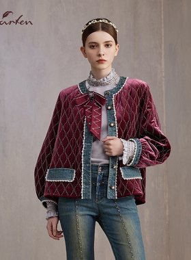 CHARFEN秋季新款时尚百搭显瘦重工钉珠亮片外套CFE3F821-8083A