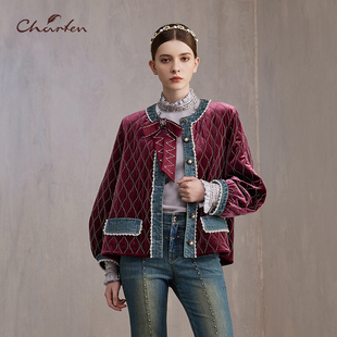 百搭显瘦重工钉珠亮片外套CFE3F821 时尚 8083A 新款 CHARFEN秋季