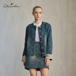 百搭显瘦重工钉珠亮片外套CFE5D805 时尚 8007N 新款 CHARFEN冬季