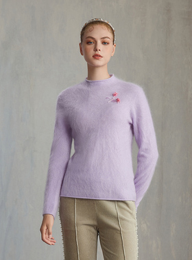 CHARFEN2024冬季新款重工钉珠精致羊绒拉毛针织衫CFE5E351-3095C