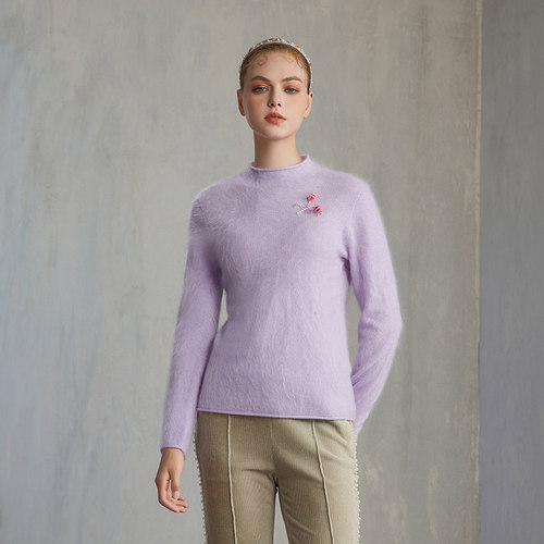 重工钉珠精致羊绒拉毛针织衫