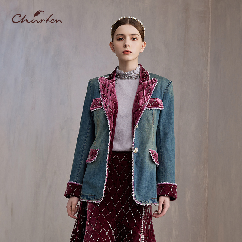 时尚百搭显瘦重工钉珠亮片外套