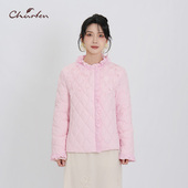 CHARFEN华丽重工羽绒服立领蕾丝花边百搭显瘦外套CFF5D951 9060Y