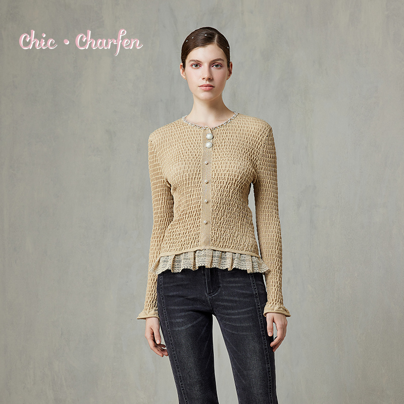 百搭显瘦重工钉珠亮片针织衫