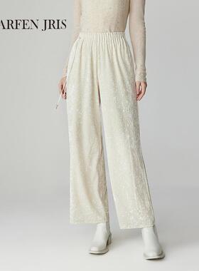 CHARFENJRIS 朝峰2025春丝绒休闲裤保暖高垂坠感CFF1A902-9003D