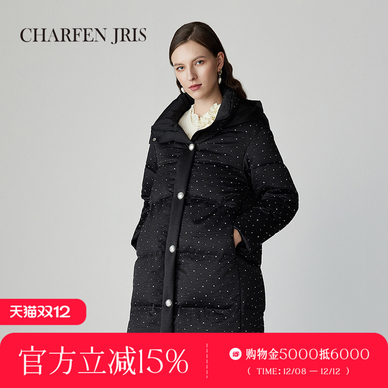 CHARFENJRIS 2024年冬百搭时尚中长款羽绒服外套女FJE5E681-6153Y