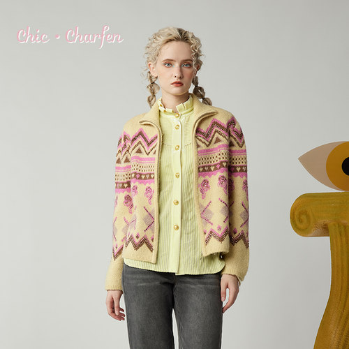 CHARFEN民族风复古毛针织衫