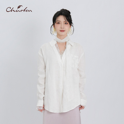 CHARFEN极简风棉麻长袖衬衫